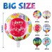 NPLUX 18" Happy Birthday Foil Balloons Round Mylar Helium Balloon Party Decorations Supplies,18 Pack2