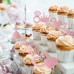 Sharlity 48pcs Bridal Shower Cupcake Toppers for Wedding Glitter Love Diamond Ring Decorations Pink For Engagement Bachelorette Party