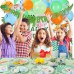 Sharlity Dinosaur Birthday Party Supplies Serves 16, 140 Pcs Dinosaur Party Decorations for Boys - Dinosaur Party Plates, Cups, Napkins and Hanging Swirls