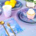 Sharlity Mermaid Birthday Party Supplies Serve 24, Including Paper Plates Cups Napkins Tablecloth Banner for Girls Birthday Party Decorations