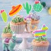 Fiesta Cupcake Toppers 28pcs Mexican Theme Llama Sombrero Cactus Cupcake Toppers for Tropical Summer Party, Cinco De Mayo and West Themed Party