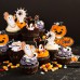 48 Pack Halloween Cupcake Toppers3 Pumpkin Ghost Cat Spider Web Cupcake Picks for Baby Shower Bats Halloween Decoration and Birthday Party