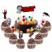 9 Pack Halloween Cake Toppers Ghost Skull Zombie Cake Decorations Easter Vampire Halloween Cake Picks for Horror Classic Movie Theme Boys Birthday Party