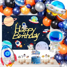 Outer Space Birthday Decorations 84 Pcs Space Birthday Party Supplies with Happy Birthday Banner UFO Rocket Astronaut Balloons for Solar System Galaxy Universe Party