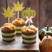 Fall Cupcake Toppers with Glitter Fall Leaves Pumpkin Cupcake Toppers Picks for Thanksgiving Harvest Baby Shower Party - 24 Pack