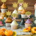 Fall Cupcake Toppers with Glitter Fall Leaves Pumpkin Cupcake Toppers Picks for Thanksgiving Harvest Baby Shower Party - 24 Pack