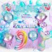 Sharlity Mermaid 9th Birthday Party Decorations for Girl with Glitter Nine Mermaid Banner,Mermaid Balloons,Shell Balloons,Mermaid Tail Balloon for Little Mermaid Ocean Party
