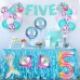 Sharlity Mermaid 5th Birthday Party Decorations for Girl with Glitter Five Mermaid Banner,Mermaid Balloons,Shell Balloons,Mermaid Tail Balloon for Little Mermaid Ocean Party