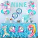 Sharlity Mermaid 9th Birthday Party Decorations for Girl with Glitter Nine Mermaid Banner,Mermaid Balloons,Shell Balloons,Mermaid Tail Balloon for Little Mermaid Ocean Party