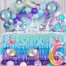 Sharlity Mermaid 6th Birthday Party Decorations for Girl with Glitter SIX Mermaid Banner,Mermaid Balloons,Shell Balloons,Mermaid Tail Balloon for Little Mermaid Ocean Party
