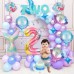Sharlity Mermaid 2nd Birthday Party Decorations for Girl with Glitter Two Mermaid Banner,Mermaid Balloons,Shell Balloons,Mermaid Tail Balloon for Little Mermaid Ocean Party