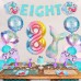 Sharlity Mermaid 8th Birthday Party Decorations for Girl with Glitter Eight Mermaid Banner,Mermaid Balloons,Shell Balloons,Mermaid Tail Balloon for Little Mermaid Ocean Party